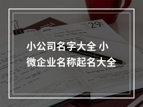 小公司名字大全 小微企业名称起名大全