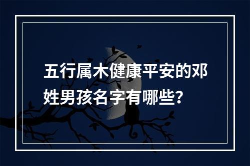 五行属木健康平安的邓姓男孩名字有哪些？