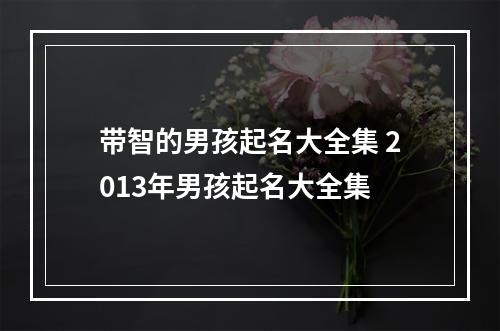 带智的男孩起名大全集 2013年男孩起名大全集