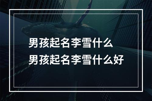 男孩起名李雪什么 男孩起名李雪什么好