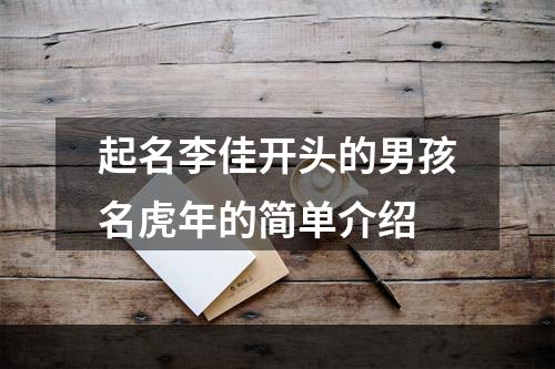 起名李佳开头的男孩名虎年的简单介绍