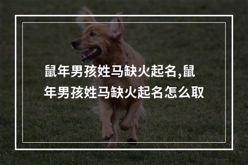 鼠年男孩姓马缺火起名,鼠年男孩姓马缺火起名怎么取