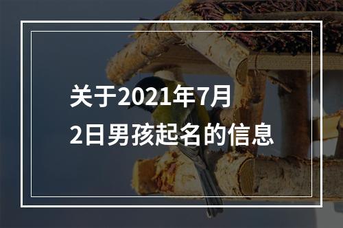 关于2021年7月2日男孩起名的信息