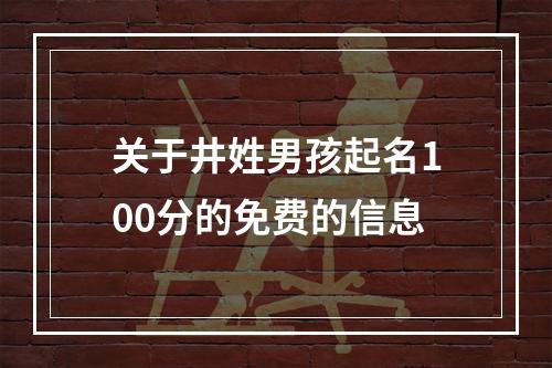 关于井姓男孩起名100分的免费的信息