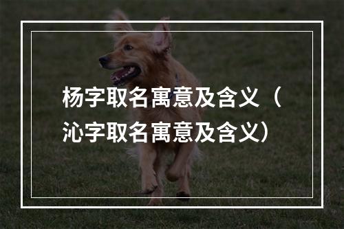 杨字取名寓意及含义（沁字取名寓意及含义）