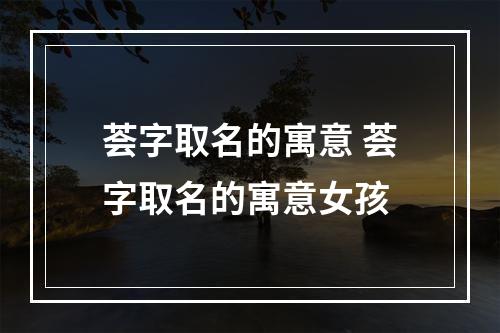 荟字取名的寓意 荟字取名的寓意女孩