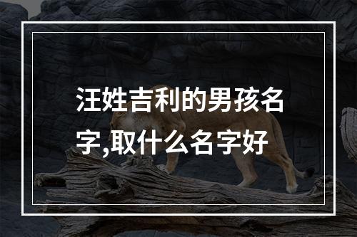 汪姓吉利的男孩名字,取什么名字好