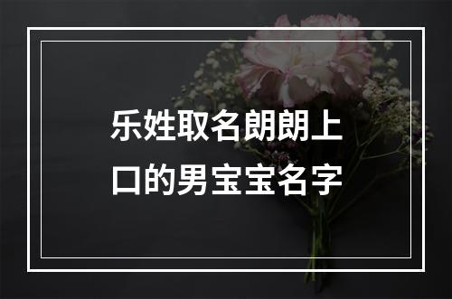 乐姓取名朗朗上口的男宝宝名字