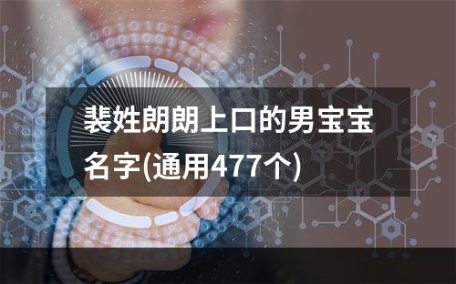 裴姓朗朗上口的男宝宝名字(通用477个)