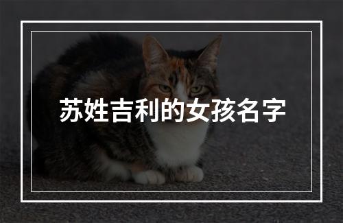 苏姓吉利的女孩名字