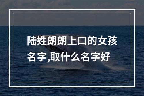 陆姓朗朗上口的女孩名字,取什么名字好