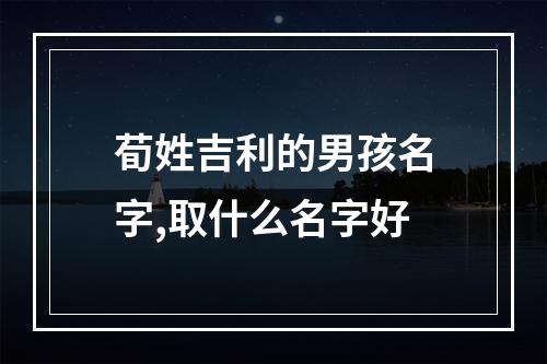 荀姓吉利的男孩名字,取什么名字好