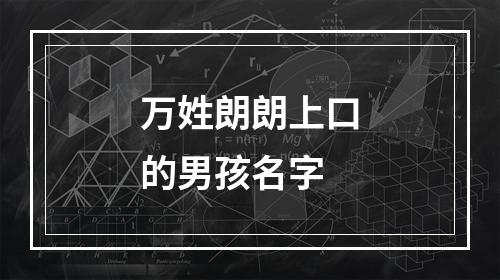 万姓朗朗上口的男孩名字