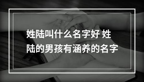 姓陆叫什么名字好 姓陆的男孩有涵养的名字
