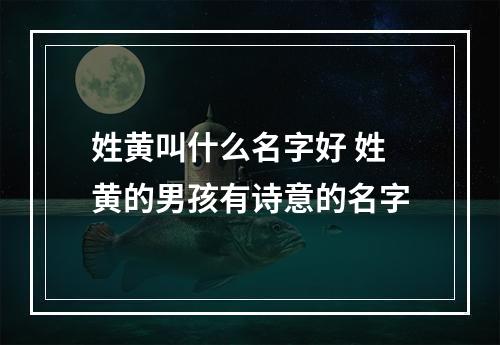 姓黄叫什么名字好 姓黄的男孩有诗意的名字