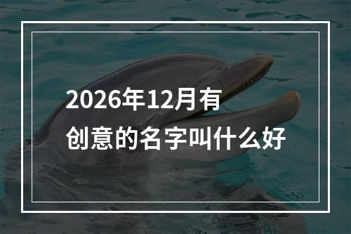 2026年12月有创意的名字叫什么好