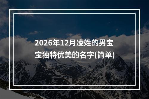 2026年12月凌姓的男宝宝独特优美的名字(简单)