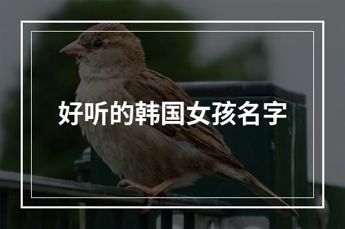 好听的韩国女孩名字
