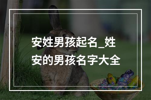 安姓男孩起名_姓安的男孩名字大全