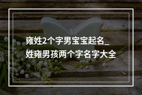 雍姓2个字男宝宝起名_姓雍男孩两个字名字大全