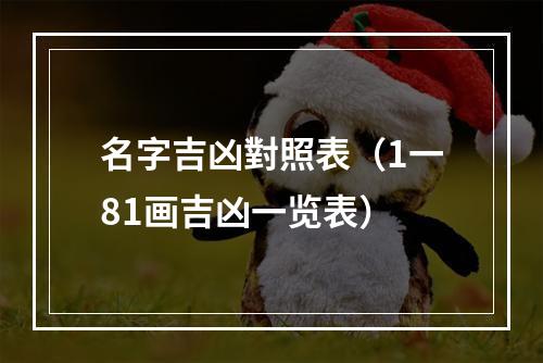 名字吉凶對照表（1一81画吉凶一览表）