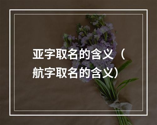 亚字取名的含义（航字取名的含义）