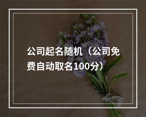 公司起名随机（公司免费自动取名100分）