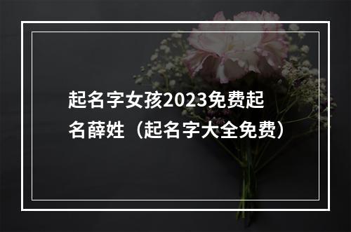 起名字女孩2023免费起名薛姓（起名字大全免费）