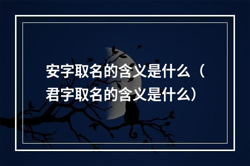 安字取名的含义是什么（君字取名的含义是什么）