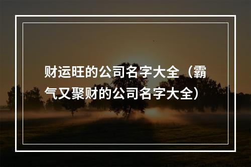 财运旺的公司名字大全（霸气又聚财的公司名字大全）