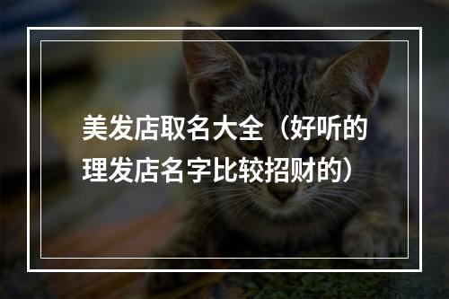 美发店取名大全（好听的理发店名字比较招财的）