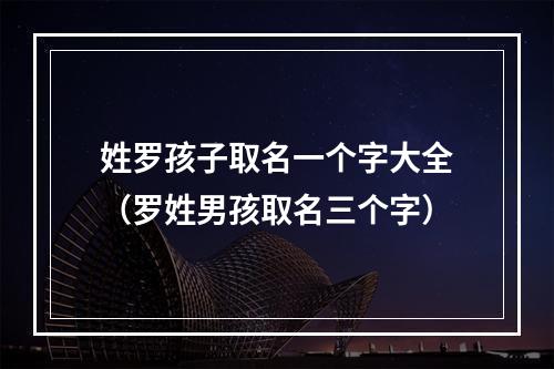 姓罗孩子取名一个字大全（罗姓男孩取名三个字）