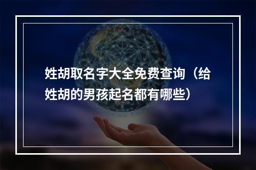 姓胡取名字大全免费查询（给姓胡的男孩起名都有哪些）