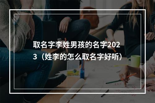 取名字李姓男孩的名字2023（姓李的怎么取名字好听）