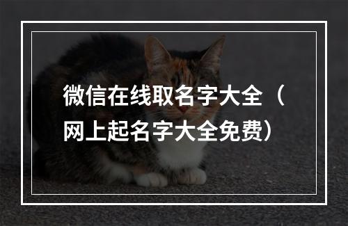 微信在线取名字大全（网上起名字大全免费）