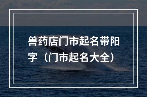 兽药店门市起名带阳字（门市起名大全）