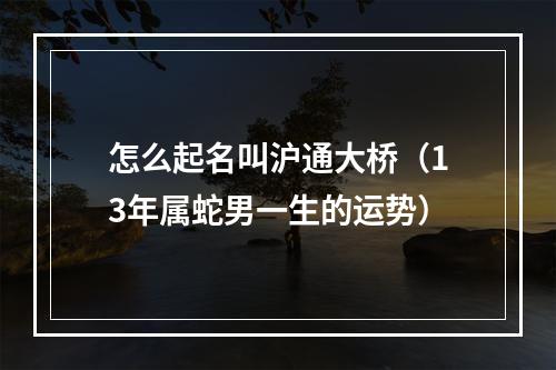 怎么起名叫沪通大桥（13年属蛇男一生的运势）