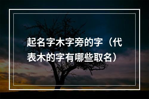 起名字木字旁的字（代表木的字有哪些取名）
