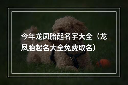 今年龙凤胎起名字大全（龙凤胎起名大全免费取名）