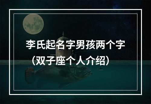 李氏起名字男孩两个字（双子座个人介绍）