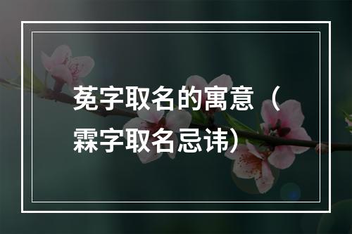 莬字取名的寓意（霖字取名忌讳）
