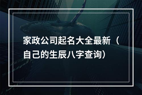 家政公司起名大全最新（自己的生辰八字查询）