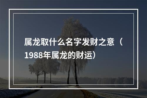 属龙取什么名字发财之意（1988年属龙的财运）