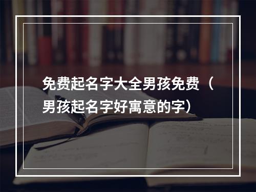 免费起名字大全男孩免费（男孩起名字好寓意的字）