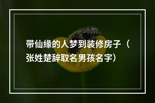 带仙缘的人梦到装修房子（张姓楚辞取名男孩名字）