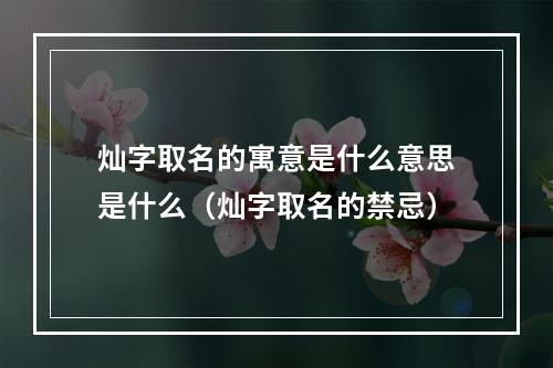 灿字取名的寓意是什么意思是什么（灿字取名的禁忌）