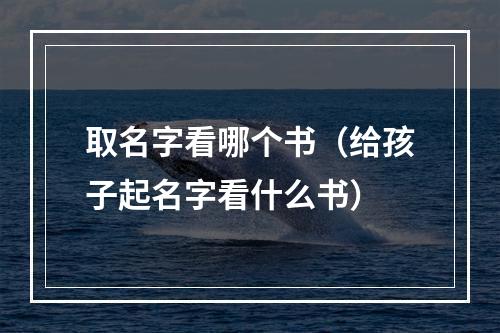 取名字看哪个书（给孩子起名字看什么书）