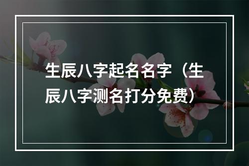 生辰八字起名名字（生辰八字测名打分免费）