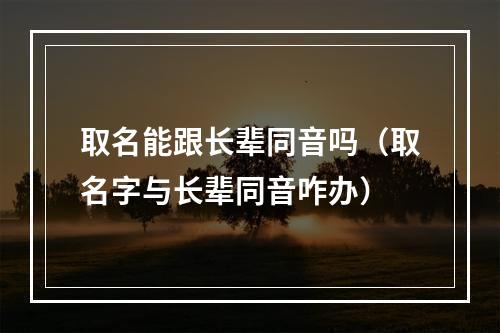 取名能跟长辈同音吗（取名字与长辈同音咋办）