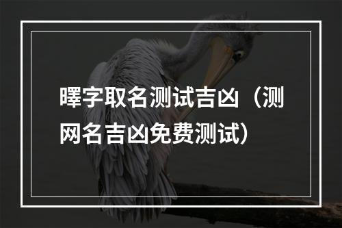 曎字取名测试吉凶（测网名吉凶免费测试）